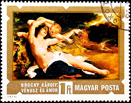 Венгрия 1974 год . Венера и Амур (Karoly Brocky) .  (3)